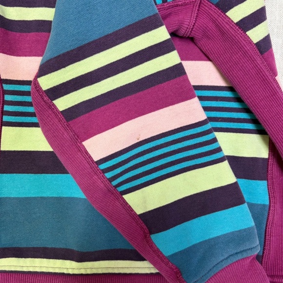 Ivivva Girls 14 Lululemon Scuba Style Hooded Zip Up Sweater Striped Purple Pink - Picture 6 of 6